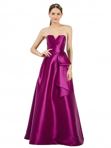 Merlot A-Line V-Neck Long Prom Dress / Bridesmaid Dress York