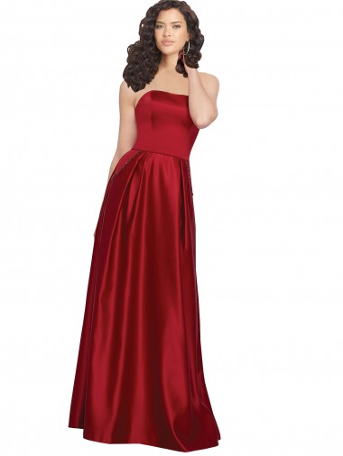 Dark Red A-Line Strapless Long Prom Dress / Bridesmaid Dress York