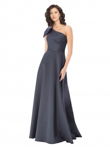 Satin A-Line One Shoulder Sleeveless Long Formal Evening Gown / Prom Dress / Bridesmaid Dress York