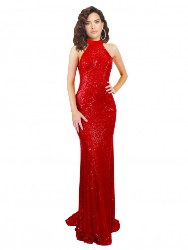 Open Back Red Mermaid High Neck Long Formal Evening Gown / Prom Dress / Bridesmaid Dress York