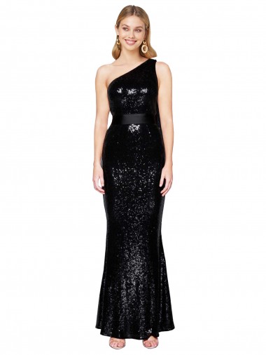 Black Mermaid One Shoulder Long Formal Evening Gown / Prom Dress / Bridesmaid Dress York