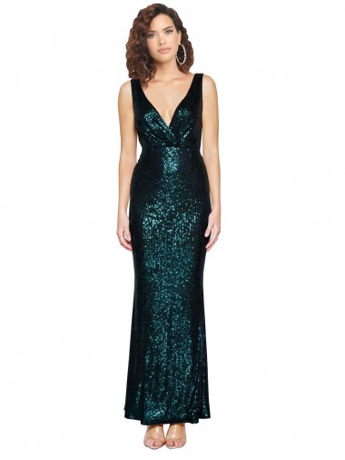 Dark Green Mermaid V-Neck Long Bridesmaid Dress / Evening Dress York