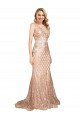 V-Back Rose Gold Mermaid V-Neck Long Formal Plus Size Evening Gown / Prom Dress / Bridesmaid Dress York