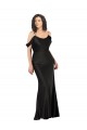 Low Back Black A-Line Off the Shoulder Long Formal Dress / Bridesmaid Dress York