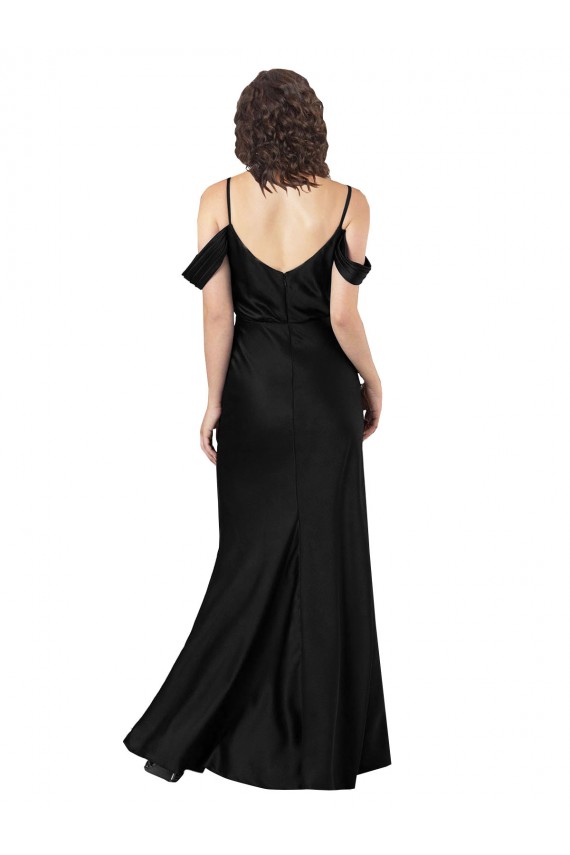 Low Back Black A-Line Off the Shoulder Long Formal Dress / Bridesmaid Dress York