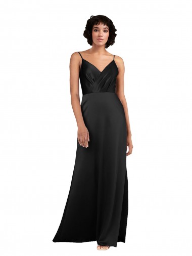 Black Column V-Neck Long Formal Evening Gown / Prom Dress / Bridesmaid Dress York