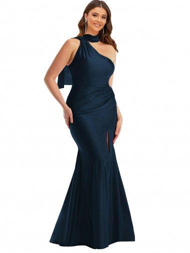 Dark Navy Mermaid Halter Neck Long Formal Plus Size Evening Gown / Prom Dress / Bridesmaid Dress York