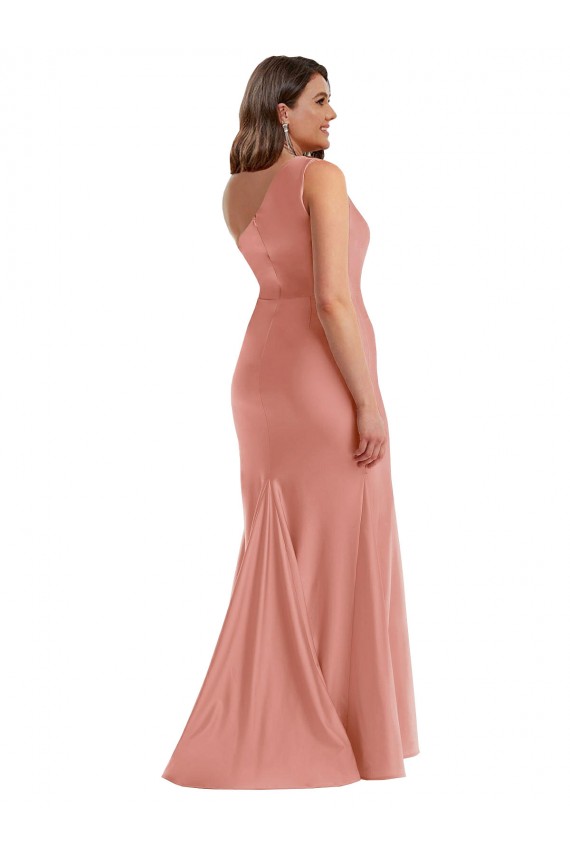 Georgia Peach Mermaid One Shoulder Long Black Tie Plus Size Evening Gown / Prom Dress / Bridesmaid Dress York