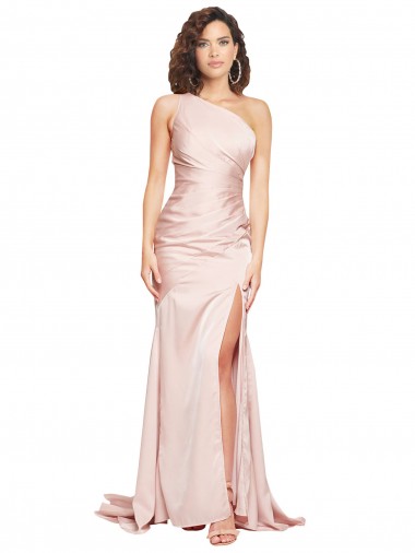 Pink Sheath One Shoulder Long Black Tie Evening Dress / Prom Dress / Bridesmaid Dress York