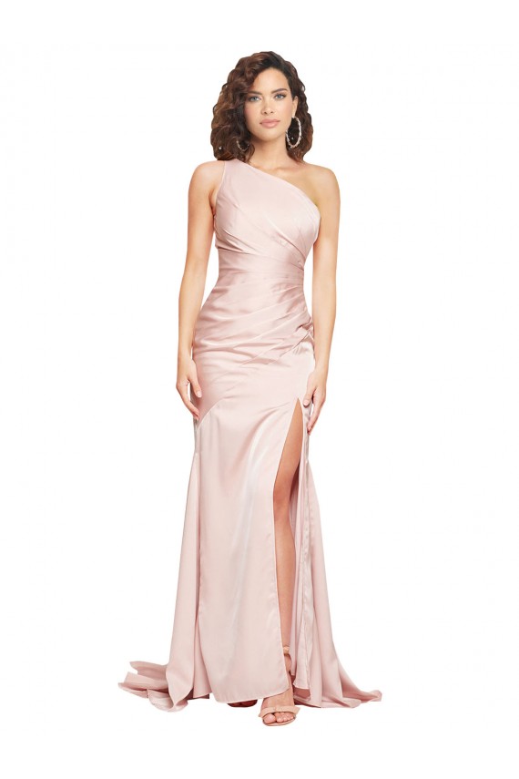 Pink Sheath One Shoulder Long Black Tie Evening Dress / Prom Dress / Bridesmaid Dress York