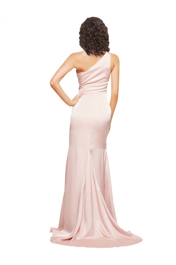 Pink Sheath One Shoulder Long Black Tie Evening Dress / Prom Dress / Bridesmaid Dress York