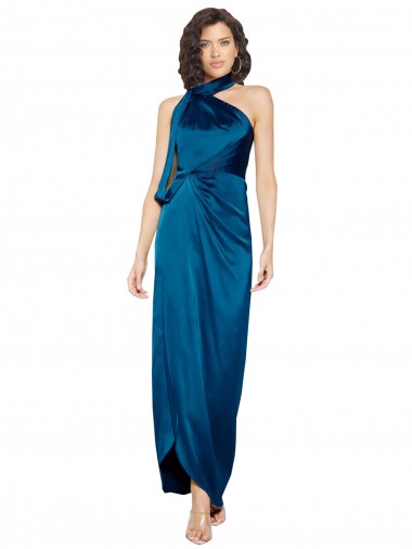 Peacock Blue Sheath High Neck Long Formal Evening Gown / Prom Dress / Bridesmaid Dress York