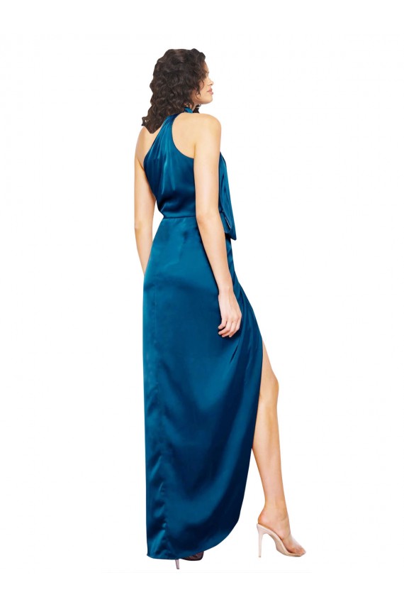 Peacock Blue Sheath High Neck Long Formal Evening Gown / Prom Dress / Bridesmaid Dress York