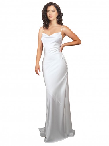 Open Back White Sheath Cowl Neck Sweep Train Beach Wedding Dresses York