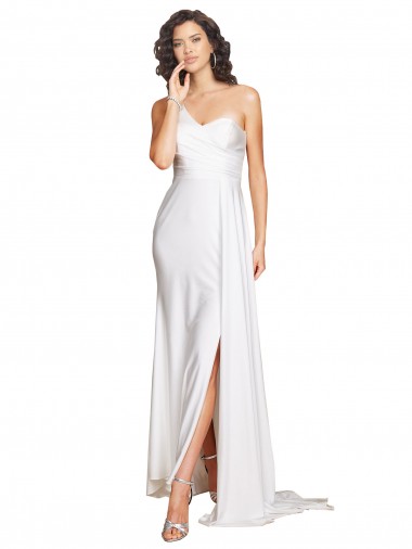 White A-Line One Shoulder Long Wedding Dress York