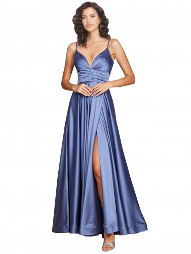 Low Back French Blue A-Line Sweetheart Long Black Tie Evening Gown / Prom Dress / Bridesmaid Dress York