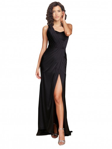 Black A-Line One Shoulder Long Evening Dress / Bridesmaid Dress York