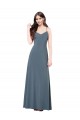 Low Back Slate Grey A-Line V-Neck Long Prom Dress / Bridesmaid Dress York