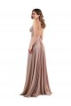 Low Back Dusty Pink A-Line V-Neck Long Black Tie Evening Gown / Prom Dress / Bridesmaid Dress York