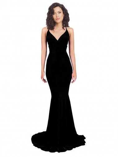 Open Back Black Mermaid V-Neck Long Formal Evening Gown / Prom Dress / Bridesmaid Dress York