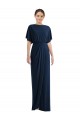 Open Back Dark Navy Sheath Bateau Neck Long Semi Formal Evening Dress / Prom Dress / Bridesmaid Dress York