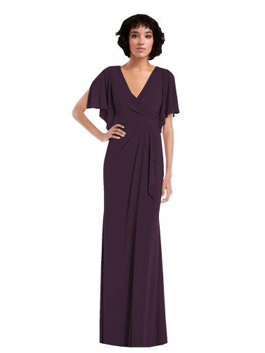 Grape Sheath V-Neck Long Formal Evening Gown / Prom Dress / Bridesmaid Dress York