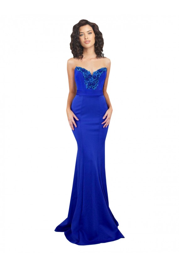 Low Back Royal Blue Mermaid High Neck Long Formal Evening Gown / Prom Dress / Bridesmaid Dress York