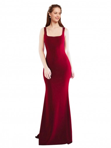 Burgundy Mermaid Square Neck Long Formal Evening Gown / Prom Dress / Bridesmaid Dress York