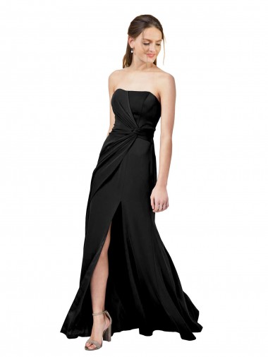 Low Back Black Sheath Strapless Long Formal Dress / Bridesmaid Dress York