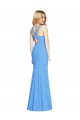 Keyhole Back Peacock Blue Trumpet V-Neck Long Semi Formal Evening Dress / Prom Dress / Bridesmaid Dress York