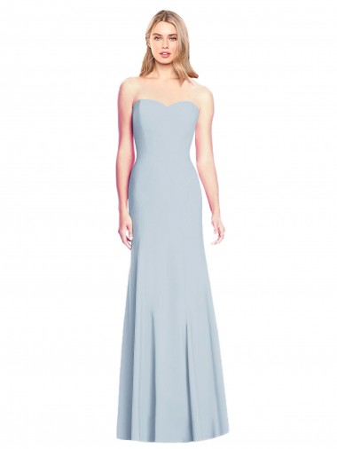 Low Back Light Sky Blue Trumpet Strapless Long Formal Dress / Bridesmaid Dress York