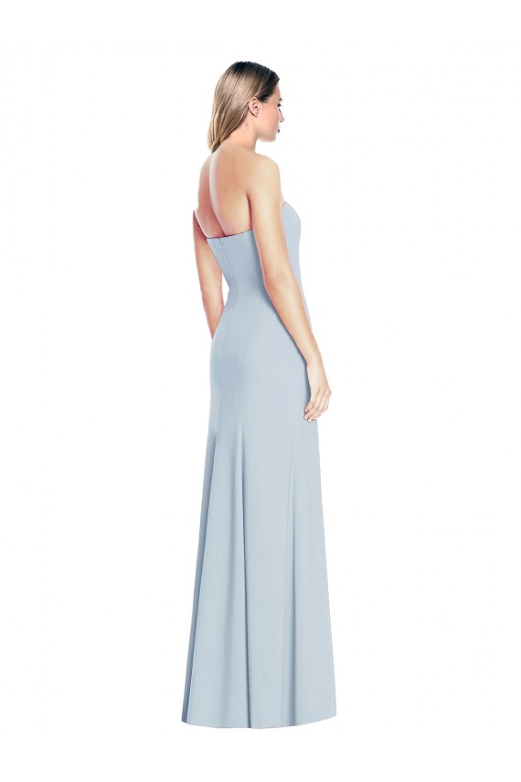 Low Back Light Sky Blue Trumpet Strapless Long Formal Dress / Bridesmaid Dress York