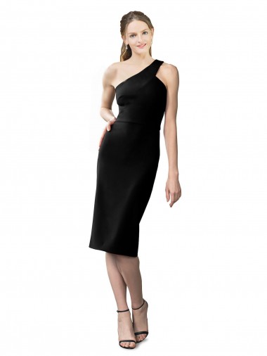 Black Sheath One Shoulder Cocktail Length Formal Evening Gown / Prom Dress / Bridesmaid Dress York