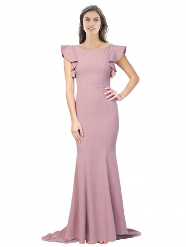 V-Back Dusty Pink Mermaid Round Neck Sweep Train Formal Evening Gown / Prom Dress / Bridesmaid Dress York