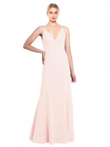 V-Back Pink A-Line High Neck Long Formal Evening Gown / Prom Dress / Bridesmaid Dress York