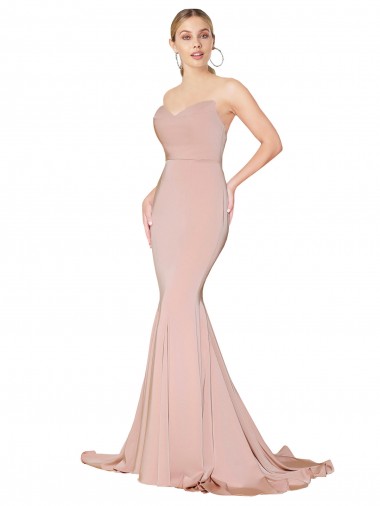 Low Back Mauve Mermaid High Neck Long Formal Dress / Bridesmaid Dress York