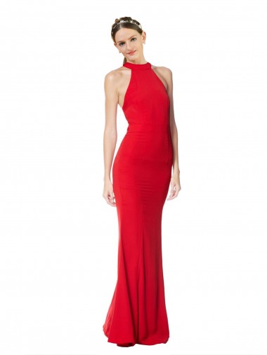 Red Mermaid High Neck Long Prom Dress / Bridesmaid Dress York