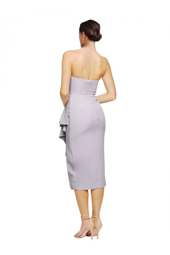 Low Back Arctic Lilac Sheath Strapless Cocktail Length High Low Evening Gown / Prom Dress / Bridesmaid Dress York