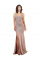 Low Back Dusty Pink Mermaid V-Neck Long Black Tie Evening Gown / Prom Dress / Bridesmaid Dress York