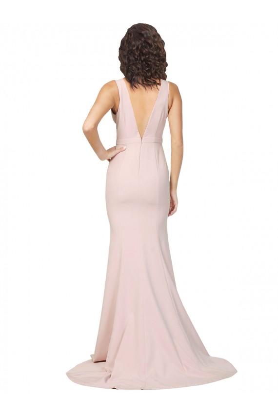 V-Back Pink Sheath V-Neck Sweep Train Black Tie Evening Gown / Prom Dress / Bridesmaid Dress York