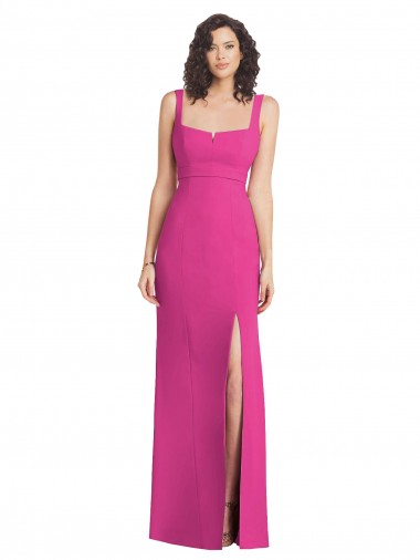 Low Back Fuchsia Trumpet Square Neck Long Semi Formal Evening Dress / Prom Dress / Bridesmaid Dress York