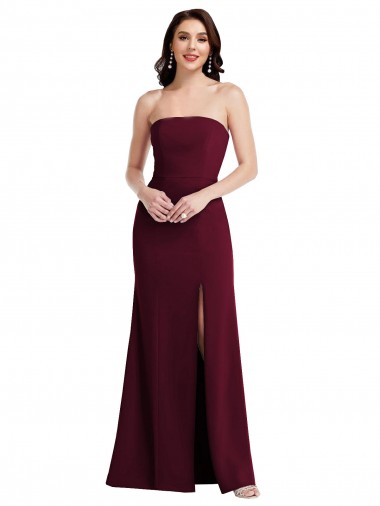 Burgundy Gold Trumpet Strapless Long Semi Formal Evening Dress / Prom Dress / Bridesmaid Dress York