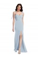 Low Back Light Sky Blue Trumpet Strapless Long Bridesmaid Dress / Formal Dress York