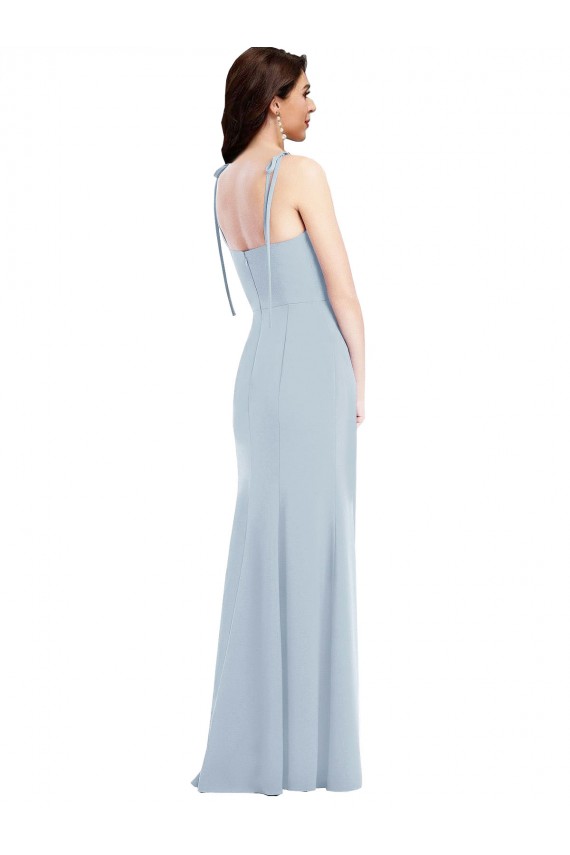 Low Back Light Sky Blue Trumpet Strapless Long Bridesmaid Dress / Formal Dress York