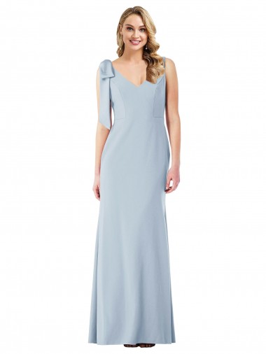 V-Back Light Sky Blue Trumpet V-Neck Long Semi Formal Evening Dress / Prom Dress / Bridesmaid Dress York