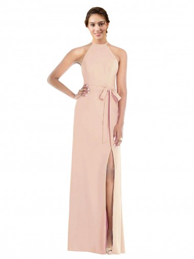 Open Back Nude Trumpet Halter Neck Long Formal Evening Gown / Prom Dress / Bridesmaid Dress York