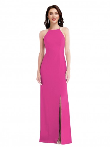 Open Back Fuchsia Trumpet High Neck Long Formal Evening Gown / Prom Dress / Bridesmaid Dress York