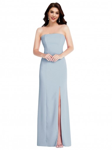 Low Back Light Sky Blue A-Line Strapless Long Formal Evening Gown / Prom Dress / Bridesmaid Dress York