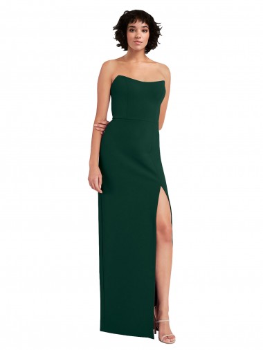 Low Back Midnight Green Sheath Strapless Long Formal Evening Gown / Prom Dress / Bridesmaid Dress York