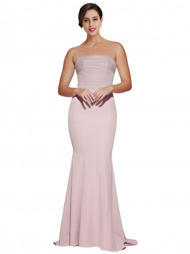 Low Back Mauve Sheath Strapless Sweep Train Formal Evening Gown / Prom Dress / Bridesmaid Dress York